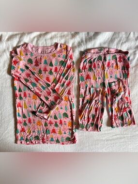 Clover Pink Christmas Tree Pajama Set